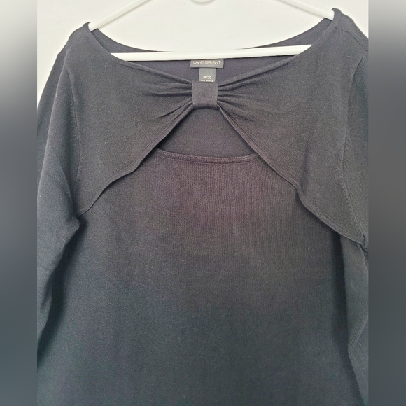 Lane Bryant Women's Long Sleeve Cut Out Bow Chest Black Acryl 18-20 - Picture 7 of 11